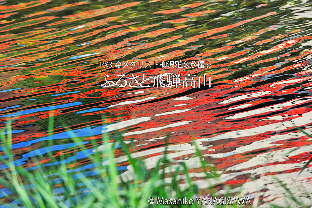 夏の飛騨高山の写真（川,水面）です－撮影 柳沢雅彦